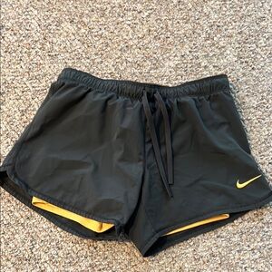 Nike Women's Gray and Yellow Shorts
